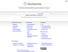 Tablet Screenshot of geonames.org